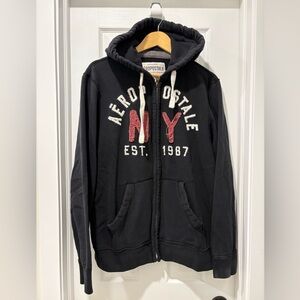 Aeropostale Black Hoodie with Red and White Y2K mall core XL men’s
